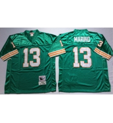 Men Miami Dolphins 13 Dan Marino Aqua M&N Throwback Jersey