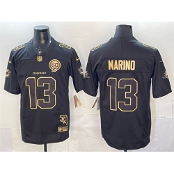 Men Miami Dolphins 13 Dan Marino Black Gold F U S E  With Patch Limited Stitched Football Jersey