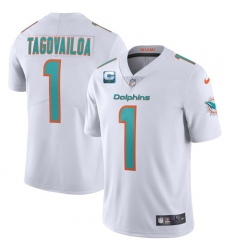 Men Miami Dolphins 2022 #1 Tua Tagovailoa White With 1-star C Patch Vapor Limited Stitched NFL Jersey