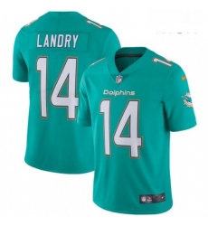 Mens Nike Miami Dolphins 14 Jarvis Landry Aqua Green Team Color Vapor Untouchable Limited Player NFL Jersey