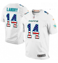 Mens Nike Miami Dolphins 14 Jarvis Landry Elite White Road USA Flag Fashion NFL Jersey