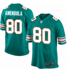 Mens Nike Miami Dolphins 80 Danny Amendola Game Aqua Green Alternate NFL Jersey