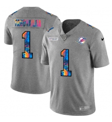 Miami Dolphins 1 Tua Tagovailoa Men Nike Multi Color 2020 NFL Crucial Catch NFL Jersey Greyheather