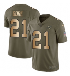 Nike Dolphins #21 Frank Gore Olive Gold Mens Stitched NFL Limited 2017 Salute To Service Jersey