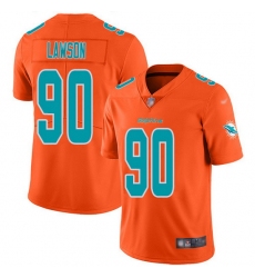 Nike Dolphins 90 Shaq Lawson Orange Men Stitched NFL Limited Inverted Legend Jersey