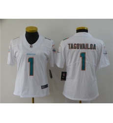 Women Nike Dolphins 1 Tua Tagovailoa White Women 2020 NFL Draft First Round Pick Vapor Untouchable Limited Jersey