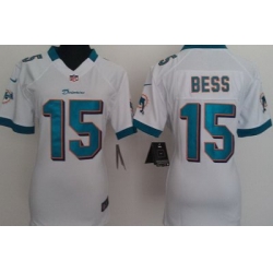 Women Nike Miami Dolphins 15 Davone Bess White Nike NFL Jerseys