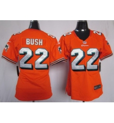 Women Nike Miami Dolphins 22 Bush Orange Jerseys