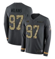 Dolphins 97 Christian Wilkins Anthracite Salute to Service Youth Stitched Football Limited Therma Long Sleeve Jersey