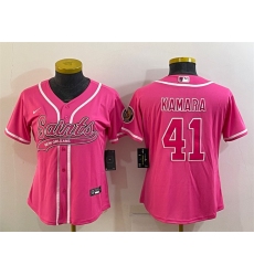 Women New Orleans Saints 41 Alvin Kamara Pink With Patch Cool Base Stitched Baseball Jersey
