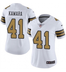 Women New Orleans Saints 41 Alvin Kamara White Color Rush Limited Stitched Jersey