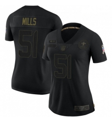 Women New Orleans Saints 51 Sam Mills Black Salute To Service Limited Jersey