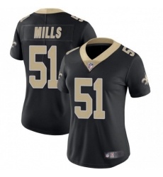 Women New Orleans Saints 51 Sam Mills Black Vapor Untouchable Limited Jersey