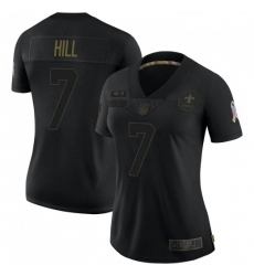 Women New Orleans Saints 7 Taysom Hill Black Salute To Service Limited Jersey