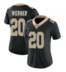 Women New Orleans Saints Pete Werner #20 Black Vapor Limited Stitched NFL Jersey