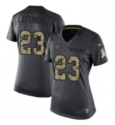 Womens Nike New Orleans Saints 23 Marshon Lattimore Limited Black 2016 Salute to Service NFL Jersey