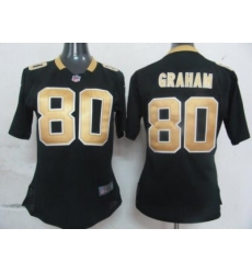 Womens Nike New Orleans Saints 80 Graham Black Nike NFL Jerseys