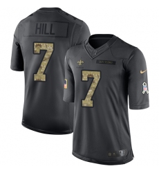 Limited Nike Black Youth Taysom Hill Jersey NFL 7 New Orleans Saints 2016 Salute to Service