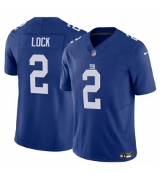 Men New York Giants 2 Drew Lock Blue 2023 F U S E  Vapor Untouchable Limited Stitched Jersey