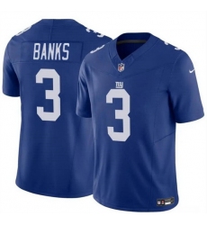 Men New York Giants 3 Deonte Banks Blue 2023 F U S E  Vapor Untouchable Limited Stitched Jersey