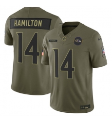 Men New York Giants 3 Russell Wilson Olive 2025 F U S E  Salute to Service Limited Stitched Football Jersey