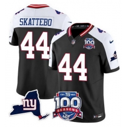 Men New York Giants 44 Cam Skattebo Black White 2025 Draft F U S E  100th Season  26 State Patch Vapor Limited Stitched Football Jersey