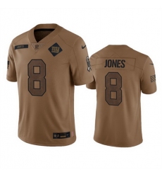 Men New York Giants 8 Daniel Jones 2023 Brown Salute To Service Vapor Untouchable Limited Stitched Jersey