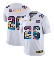 New York Giants 26 Saquon Barkley Men White Nike Multi Color 2020 NFL Crucial Catch Limited NFL Jersey