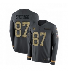 Youth Nike New York Giants 87 Sterling Shepard Limited Black Salute to Service Therma Long Sleeve NFL Jersey