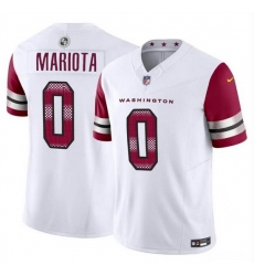 Men Washington Commanders 0 Marcus Mariota White 2023 F U S E  Vapor Limited Stitched Football Jersey