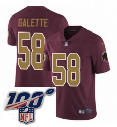 Mens Nike Washington Redskins 58 Junior Galette Burgundy RedGold Number Alternate 80TH Anniversary Vapor Untouchable Limited Stitched 100th anniversary Nec