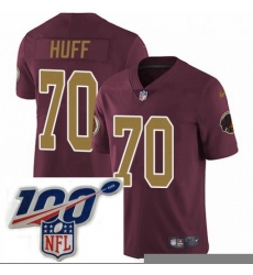 Mens Nike Washington Redskins 70 Sam Huff Burgundy RedGold Number Alternate 80TH Anniversary Vapor Untouchable Limited Stitched 100th anniversary Neck Patc