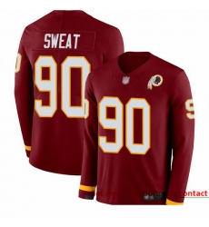 Redskins 90 Montez Sweat Burgundy Red Team Color Men Stitched Football Limited Therma Long Sleeve Jersey