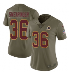 Nike Redskins #36 D J Swearinger Olive Womens Stitched NFL Limited 2017 Salute to Service Jersey