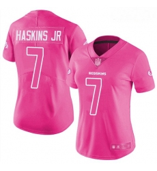 Redskins #7 Dwayne Haskins Jr Pink Women Stitched Football Limited Rush Fashion Jersey