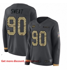 Redskins 90 Montez Sweat Anthracite Salute to Service Women Stitched Football Limited Therma Long Sleeve Jersey