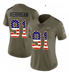 Womens Nike Washington Redskins 91 Ryan Kerrigan Limited OliveUSA Flag 2017 Salute to Service NFL Jersey