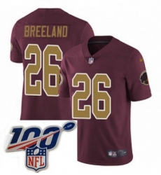 Youth Nike Washington Redskins 26 Bashaud Breeland Burgundy RedGold Number Alternate 80TH Anniversary Vapor Untouchable Limited Stitched 100th anniversary 