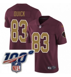 Youth Nike Washington Redskins 83 Brian Quick Burgundy RedGold Number Alternate 80TH Anniversary Vapor Untouchable Limited Stitched 100th anniversary Neck 