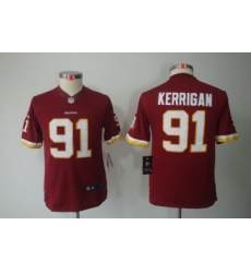 Youth Nike Washington Redskins 91# Kerrigan Red Limited Jerseys