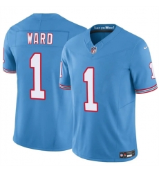 Men Tennessee Titans 1 Cameron Ward Blue 2025 Draft F U S E Throwback Vapor Limited Stitched Football Jersey Men Tennessee Titans 1 Cameron Ward Blue 2025 Draft F U S E Throwback Vapor Limited Stitched Football Jersey