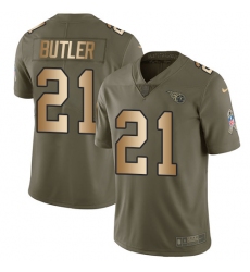 Nike Titans #21 Malcolm Butler Olive Gold Mens Stitched NFL Limited 2017 Salute To Service Jersey