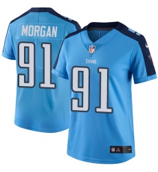 Nike Titans #91 Derrick Morgan Light Blue Team Color Womens Stitched NFL Vapor Untouchable Limited Jersey