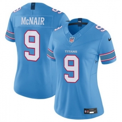 Women Tennessee Titans  9 Steve McNair Light Blue 2026 F U S E  Vapor Limited Stitched Football Jersey