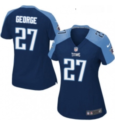 Womens Nike Tennessee Titans 27 Eddie George Game Navy Blue Alternate NFL Jersey