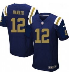 Mens Nike New York Jets 12 Joe Namath Elite Navy Blue Alternate NFL Jersey