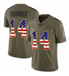 Mens Nike New York Jets 14 Sam Darnold Limited OliveUSA Flag 2017 Salute to Service NFL Jersey