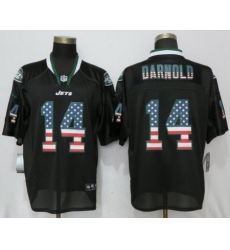 Nike Jets #14 Darnold USA Flag Fashion Black Elite Jerseys 1 