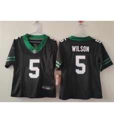 Women New York Jets 5 Garrett Wilson Black F U S E  Vapor Stitched Jersey  Women New York Jets 5 Garrett Wilson Black F U S E  Vapor Stitched Jersey