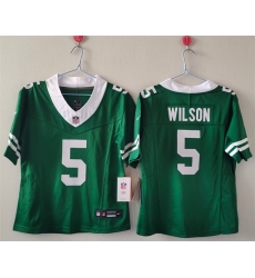 Women New York Jets 5 Garrett Wilson Green F U S E  Vapor Stitched Jersey  Women New York Jets 5 Garrett Wilson Green F U S E  Vapor Stitched Jersey